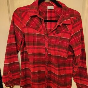Columbia Red Plaid Women's Button Down Shirt